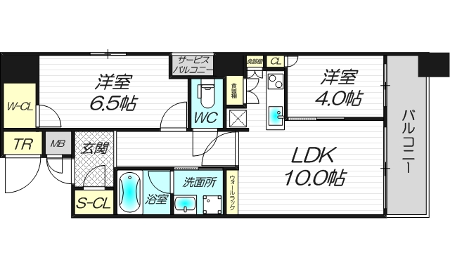 Gate Court Higashimikuniの903号室2LDK52.36㎡南向きリビングの間取り図